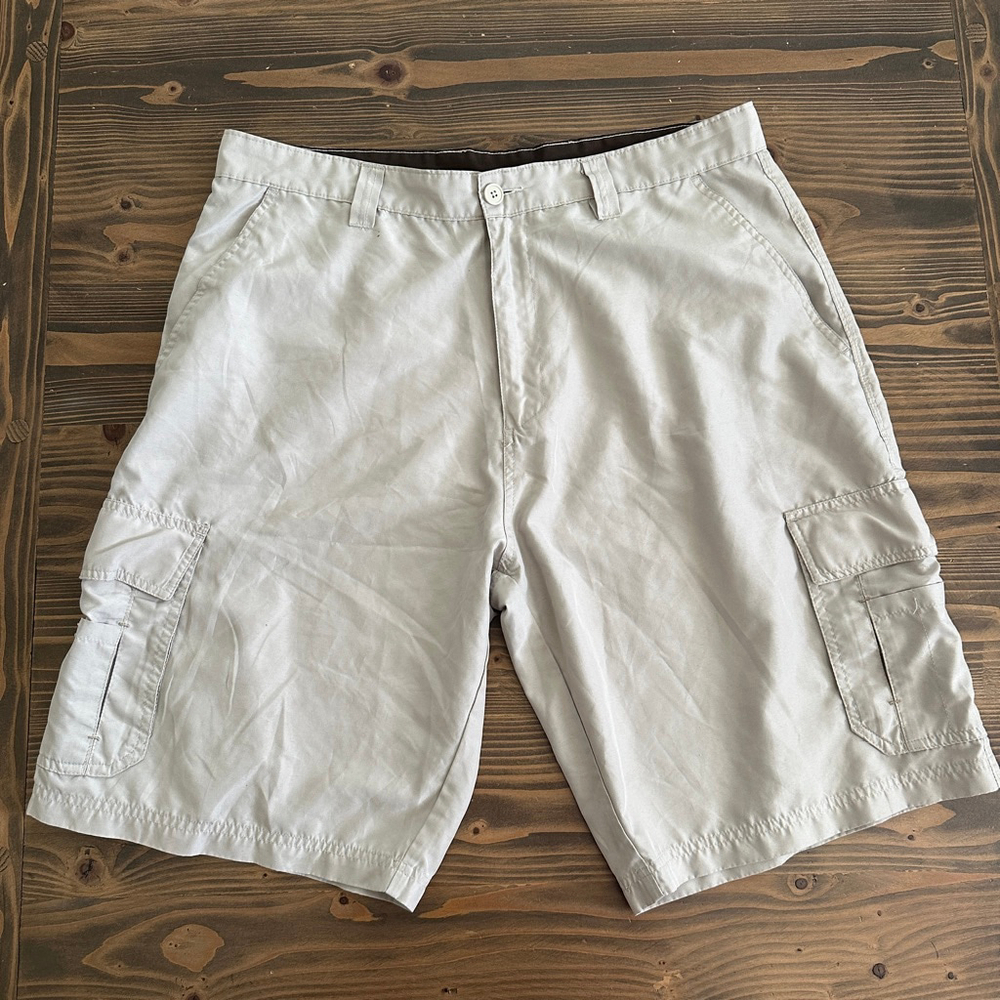 Burnside Men's Cargo Shorts Size 36 Beige Tan Brown Pockets Outdoor Casual